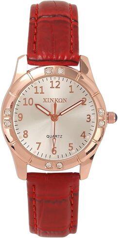 MANIFO Women Classic Arabic Numerals Analog Quartz Watch Leather Strap Luminous Wrist Watch for Ladies in Saudi Arabia