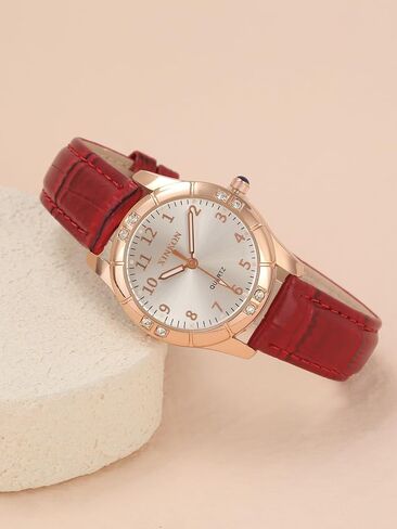 MANIFO Women Classic Arabic Numerals Analog Quartz Watch Leather Strap Luminous Wrist Watch for Ladies in Saudi Arabia