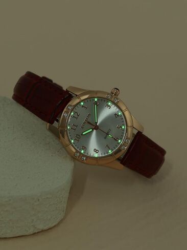 MANIFO Women Classic Arabic Numerals Analog Quartz Watch Leather Strap Luminous Wrist Watch for Ladies in Saudi Arabia
