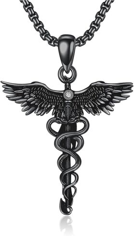 MEIDERBO Caduceus Necklace for Men Women 925 Sterling Silver RN Nurse Graduation Gift Phoenix Pendant Doctor Nurse Medicine Themed Jewelry Gifts for Nurses Day Dirthday in Saudi Arabia