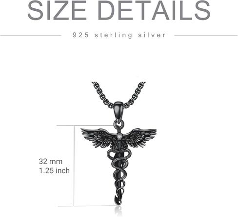 MEIDERBO Caduceus Necklace for Men Women 925 Sterling Silver RN Nurse Graduation Gift Phoenix Pendant Doctor Nurse Medicine Themed Jewelry Gifts for Nurses Day Dirthday in Saudi Arabia