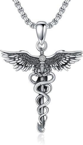 MEIDERBO Caduceus Necklace for Men Women 925 Sterling Silver RN Nurse Graduation Gift Phoenix Pendant Doctor Nurse Medicine Themed Jewelry Gifts for Nurses Day Dirthday in Saudi Arabia
