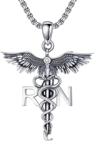 MEIDERBO Caduceus Necklace for Men Women 925 Sterling Silver RN Nurse Graduation Gift Phoenix Pendant Doctor Nurse Medicine Themed Jewelry Gifts for Nurses Day Dirthday in Saudi Arabia