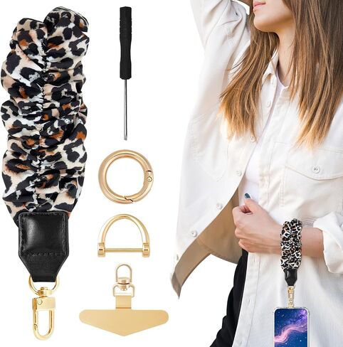 Yiflin Stretchy Keychain Wristlet,Cute Scrunchie Key Chain, Phone Wrist Lanyard with Phone Tether Tab for Keys in Saudi Arabia