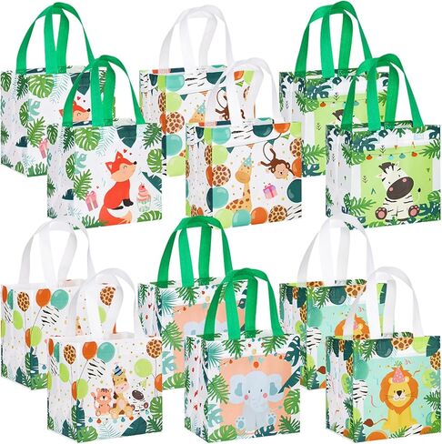 Silkfly 30 PCS Safari Goodie Bags Apal Hight Facs غير منسوجة مع مقابض Jungle Safari Party Party Party Fords in Saudi Arabia
