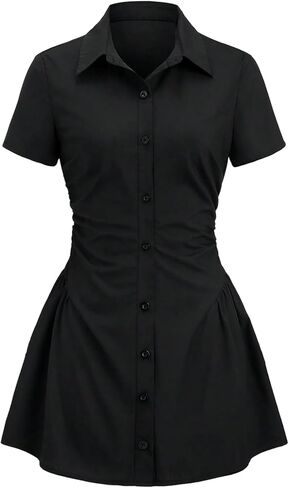 RoseSeek Women's Casual Button Down Tshirt Dress Short Sleeve Fit and Flare Mini Dresses in Saudi Arabia