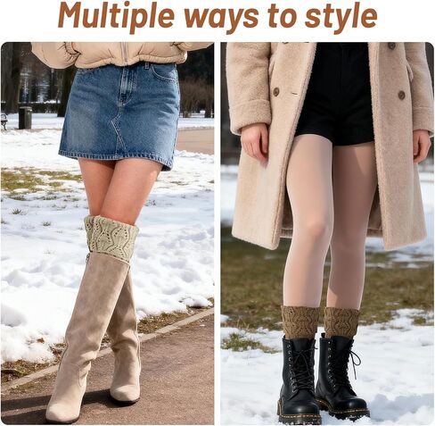 Junely 2 Pairs Boot Socks for Women Winter Warm Cable Knit Boot Cuffs Short Leg Warmers Boot Toppers Gifts in Saudi Arabia