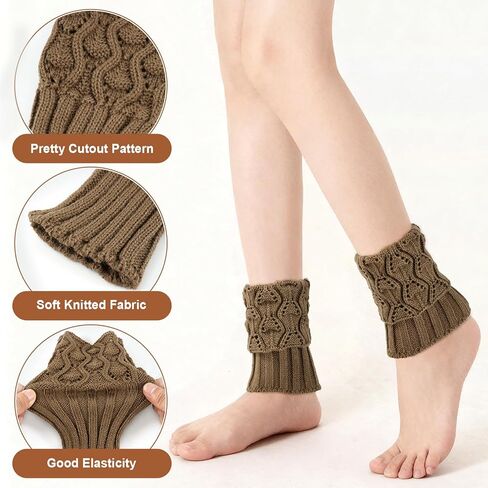 Junely 2 Pairs Boot Socks for Women Winter Warm Cable Knit Boot Cuffs Short Leg Warmers Boot Toppers Gifts in Saudi Arabia