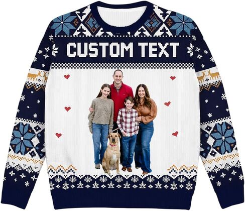 IZI POD Custom Photo & Text Ugly Christmas Sweater, Funny Sweater, Gift for Family, Friends, Him & Her, Colleagues, Companies in Saudi Arabia