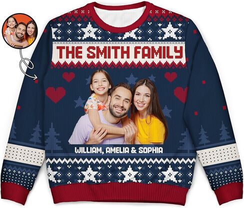 IZI POD Custom Photo & Text Ugly Christmas Sweater, Funny Sweater, Gift for Family, Friends, Him & Her, Colleagues, Companies in Saudi Arabia