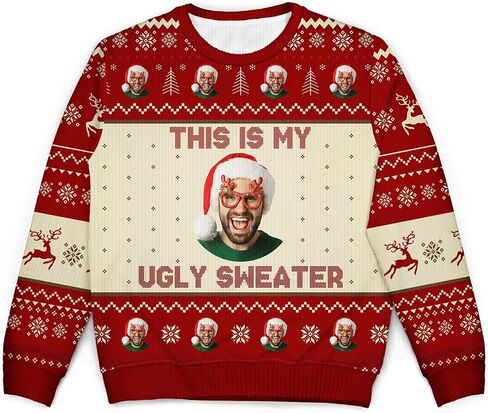 IZI POD Custom Photo & Text Ugly Christmas Sweater, Funny Sweater, Gift for Family, Friends, Him & Her, Colleagues, Companies in Saudi Arabia