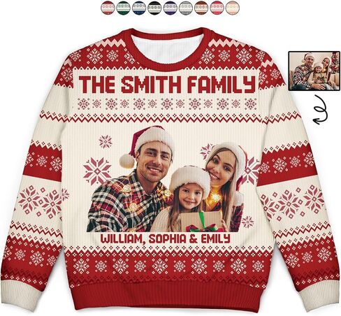IZI POD Custom Photo & Text Ugly Christmas Sweater, Funny Sweater, Gift for Family, Friends, Him & Her, Colleagues, Companies in Saudi Arabia
