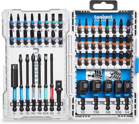 toolant Impact Driver Bit Set,52-Piece S2 Steel Screwdriver Bit Set,Hex,Torx,Phillips,Slotted,Square Bits and Nut Driver with Case in Kuwait