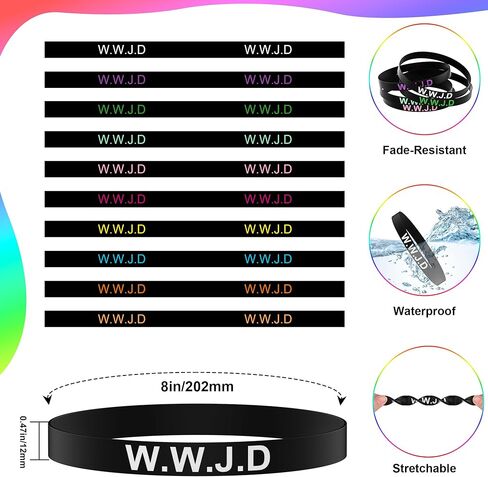 Meajjew 100 قطعة WWJD مجموعة أساور مسيحية للنساء والرجال، هدايا مسيحية من السيليكون ماذا سيفعل يسوع الأساور in Saudi Arabia