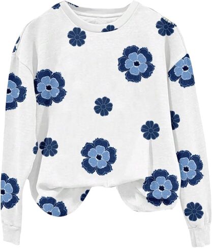 سويت شيرت سويت شيرت نسائي بأكمام طويلة وطبعة زهور من SweatyRocks كاجوال برقبة دائرية فضفاضة للخروج in Saudi Arabia