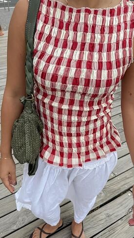 Shirred Tank Top Women Smocked Ruffle Frill Sleeveless Y2k Halter Peplum Top Ruffled Going Out Tops Streetwear in Saudi Arabia