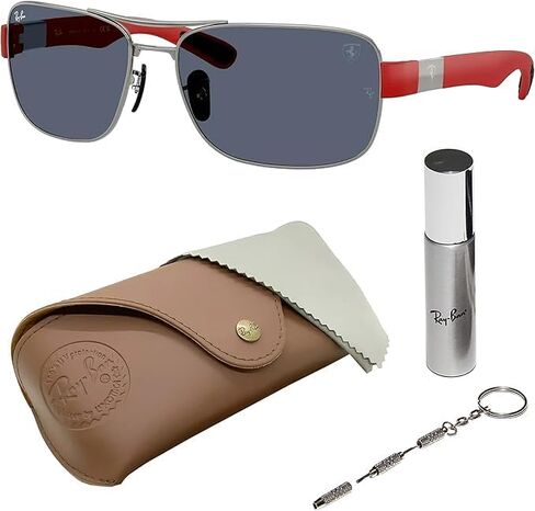 نظارات شمسية من مجموعة Ray-Ban RB3763M SCUDERIA FERRARI على شكل مربع للرجال والنساء مع مجموعة نظارات RAYBAN الرسمية in Kuwait