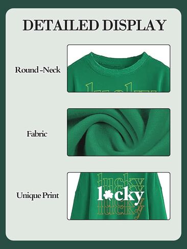 سويت شيرت Eatbook St Patrick's Day للسيدات، سويت شيرت برسومات أيرلندية مضحكة بأكمام طويلة، قميص Lucky Shamrock Lantern بأكمام طويلة in Kuwait
