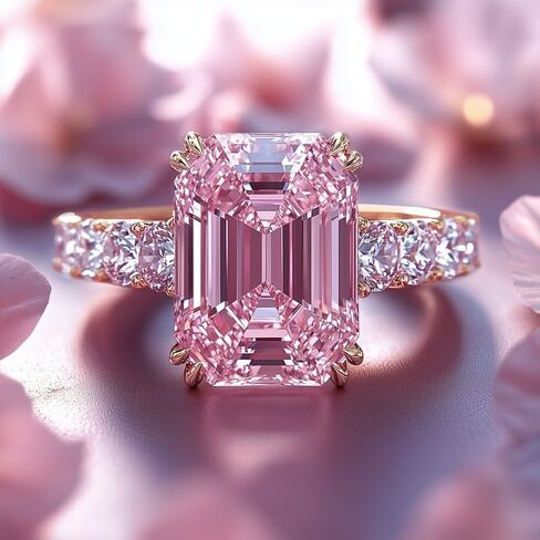 SHAMA JEWELS HUB Stunning 3 CT moissanite Ring, The Camilla 3CT Emerald Cut Pink Moissanite Ring,Elegant Engagement Promise Wedding Rings For Women & Gift For Women in Saudi Arabia