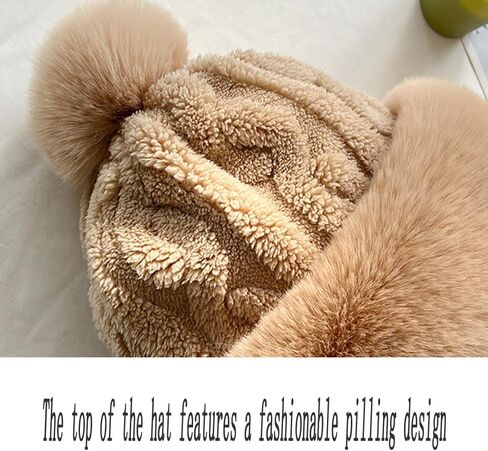 Winter Warm One-Piece Hat Elastic Soft Ear Protection Knitted Scarf Mask Hat Fleece Lined Beanie Hat for Womens in Saudi Arabia