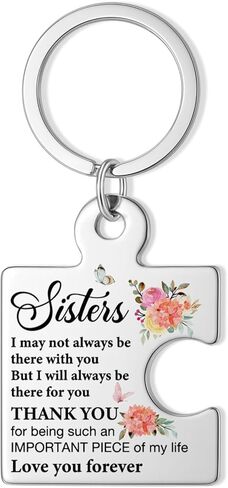 Sister Birthday Gifts from Sisters, I Will Always Be There for You Sister Puzzle Keychain Birthday Christmas Gifts for Sisters - Silver in Kuwait