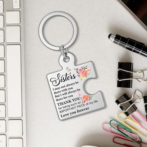 Sister Birthday Gifts from Sisters, I Will Always Be There for You Sister Puzzle Keychain Birthday Christmas Gifts for Sisters - Silver in Kuwait
