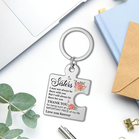 Sister Birthday Gifts from Sisters, I Will Always Be There for You Sister Puzzle Keychain Birthday Christmas Gifts for Sisters - Silver in Kuwait