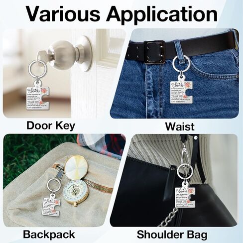 Sister Birthday Gifts from Sisters, I Will Always Be There for You Sister Puzzle Keychain Birthday Christmas Gifts for Sisters - Silver in Kuwait