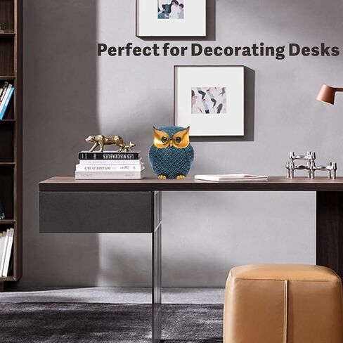 تماثيل البومة لديكور المنزل، ديكورات البومة للمنزل، ديكورات البومة للمنزل والمكتب والرف - هدايا البومة للنساء، تمثال بومة لطيف (أزرق) in Kuwait