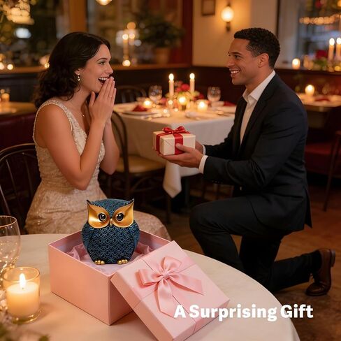 تماثيل البومة لديكور المنزل، ديكورات البومة للمنزل، ديكورات البومة للمنزل والمكتب والرف - هدايا البومة للنساء، تمثال بومة لطيف (أزرق) in Kuwait