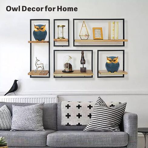 تماثيل البومة لديكور المنزل، ديكورات البومة للمنزل، ديكورات البومة للمنزل والمكتب والرف - هدايا البومة للنساء، تمثال بومة لطيف (أزرق) in Kuwait