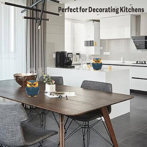 تماثيل البومة لديكور المنزل، ديكورات البومة للمنزل، ديكورات البومة للمنزل والمكتب والرف - هدايا البومة للنساء، تمثال بومة لطيف (أزرق) in Kuwait