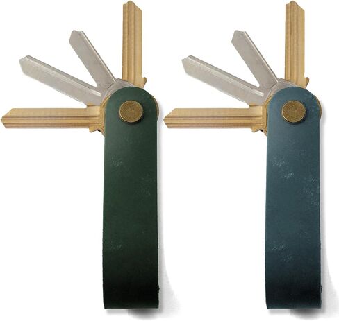 2-Pack Handmade Crazy Horse Leather Foldable Keychain with Screwpost Closure, Silent Key Organizer for Men in Kuwait