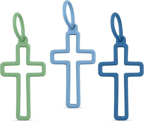 Ryan & Rose Silicone Cross Charms - شارك يسوع & ثني إيمانك - سحر مسيحي لحقائب الظهر وسلاسل المفاتيح والهدايا in Kuwait