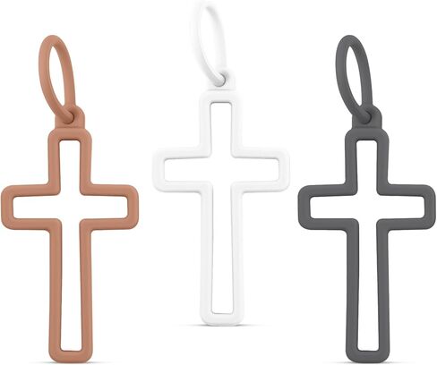 Ryan & Rose Silicone Cross Charms - شارك يسوع & ثني إيمانك - سحر مسيحي لحقائب الظهر وسلاسل المفاتيح والهدايا in Kuwait