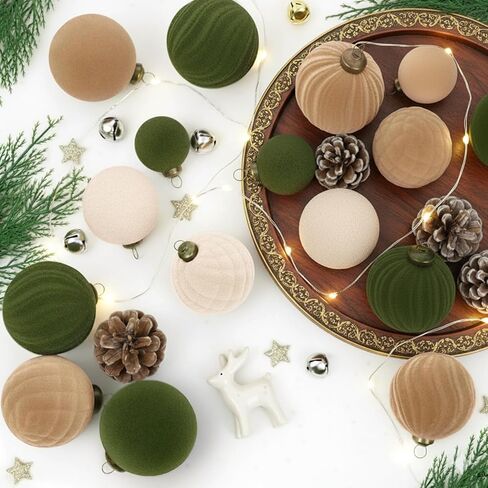 مجموعة XmasExp 36 قطعة من زخارف عيد الميلاد المخملية، كرات مختلطة متدفقة، زينة شجرة عيد الميلاد مقاومة للكسر لقضاء العطلات، والحفلات، والمنزل (مختلط) in Kuwait
