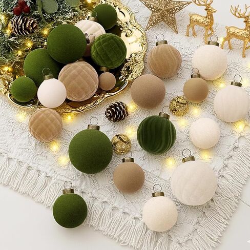 مجموعة XmasExp 36 قطعة من زخارف عيد الميلاد المخملية، كرات مختلطة متدفقة، زينة شجرة عيد الميلاد مقاومة للكسر لقضاء العطلات، والحفلات، والمنزل (مختلط) in Kuwait