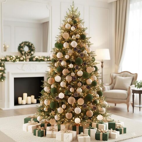 مجموعة XmasExp 36 قطعة من زخارف عيد الميلاد المخملية، كرات مختلطة متدفقة، زينة شجرة عيد الميلاد مقاومة للكسر لقضاء العطلات، والحفلات، والمنزل (مختلط) in Kuwait