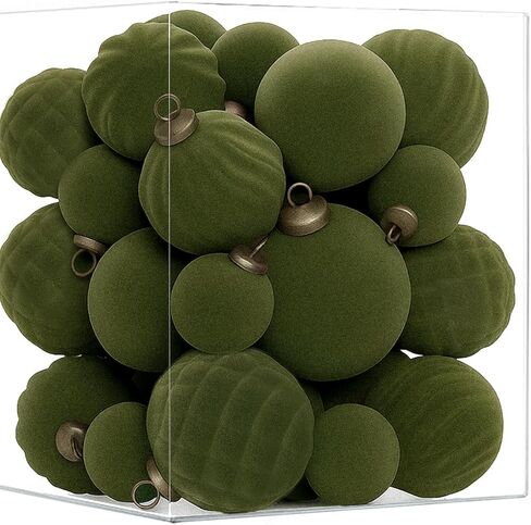 مجموعة XmasExp 36 قطعة من زخارف عيد الميلاد المخملية، كرات مختلطة متدفقة، زينة شجرة عيد الميلاد مقاومة للكسر لقضاء العطلات، والحفلات، والمنزل (مختلط) in Kuwait