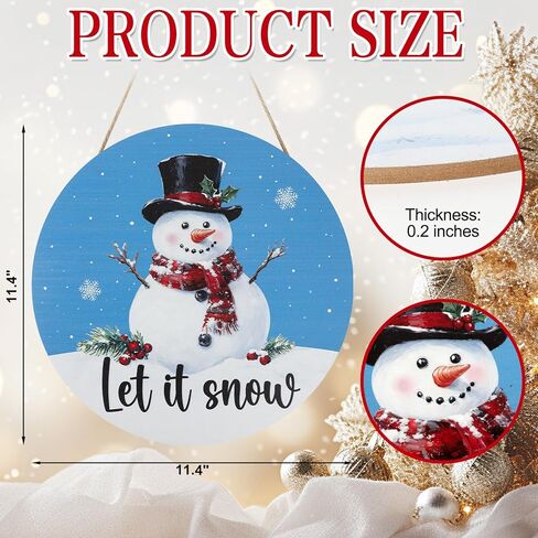 Snowman Wooden Winter Door Sign, Front Door Hanger Wreath Decoration for Winter Porch Wall Indoor Home Decor (Blue) in Saudi Arabia
