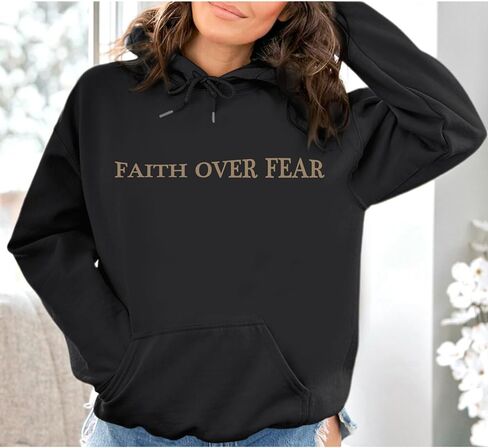 Faith Over Fear Hoodie for Women Christian Jesus Inspirational Sweatshirts Religious Oversized Graphic Pullover Tops in Saudi Arabia