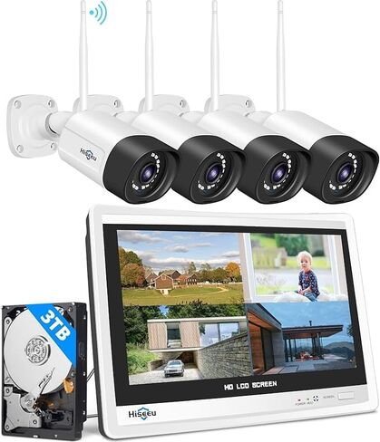 Hiseeu 【5MP, Wireless Pro Security Camera Wireless Outdoor, Home Security, Spotlight Color Night Vision, 2.4Ghz & 5Ghz Wi-fi, SD Card and Cloud Storage Supported, Compatible with Alexa in Kuwait