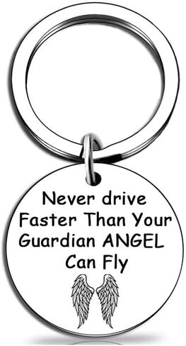 Sjcmbxxs Drive Keychains, Sweet 16 Gifts for Girls, 16th Birthday Gifts for Girls, Inspirational Key Ring, Never Drive Faster Than Your Angel Can Fly in Kuwait