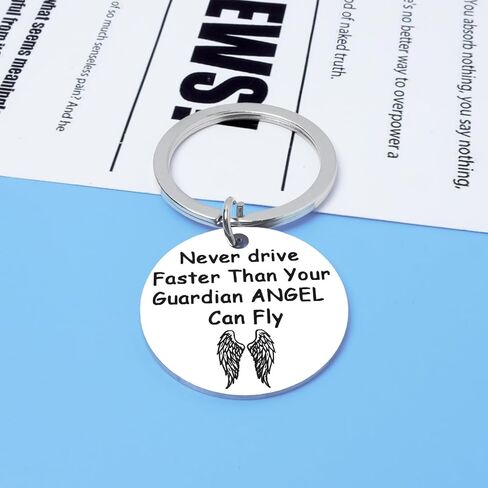 Sjcmbxxs Drive Keychains, Sweet 16 Gifts for Girls, 16th Birthday Gifts for Girls, Inspirational Key Ring, Never Drive Faster Than Your Angel Can Fly in Kuwait