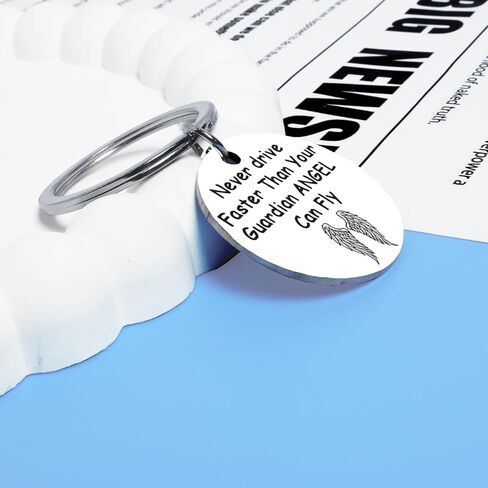 Sjcmbxxs Drive Keychains, Sweet 16 Gifts for Girls, 16th Birthday Gifts for Girls, Inspirational Key Ring, Never Drive Faster Than Your Angel Can Fly in Kuwait