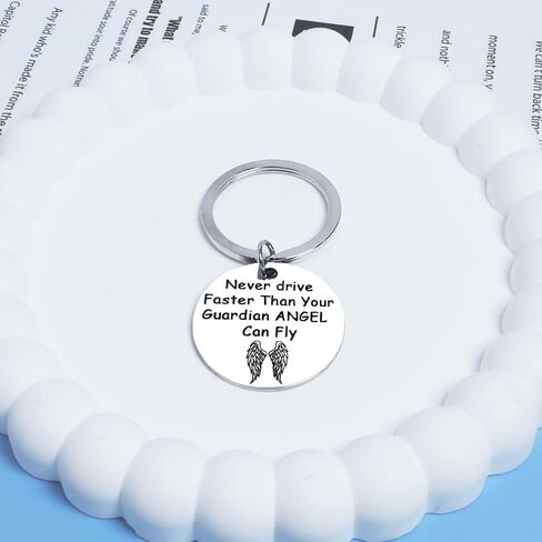 Sjcmbxxs Drive Keychains, Sweet 16 Gifts for Girls, 16th Birthday Gifts for Girls, Inspirational Key Ring, Never Drive Faster Than Your Angel Can Fly in Kuwait