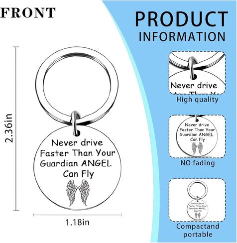 Sjcmbxxs Drive Keychains, Sweet 16 Gifts for Girls, 16th Birthday Gifts for Girls, Inspirational Key Ring, Never Drive Faster Than Your Angel Can Fly in Kuwait