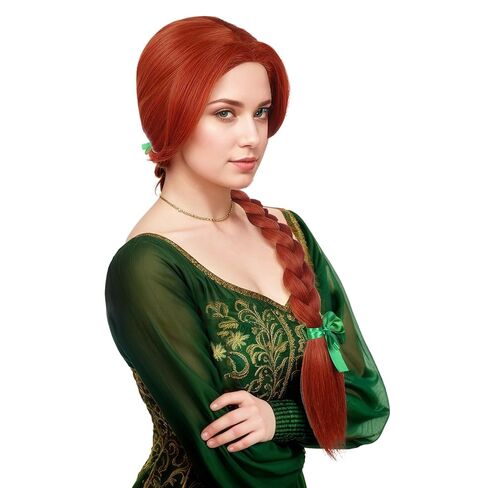 karlery Women Girl Long Red Ginger Braided Wig Princess Cosplay Wig Heat Resistant Synthetic Fiber Brethable Adjustable Size for Halloween Costume Party in Saudi Arabia