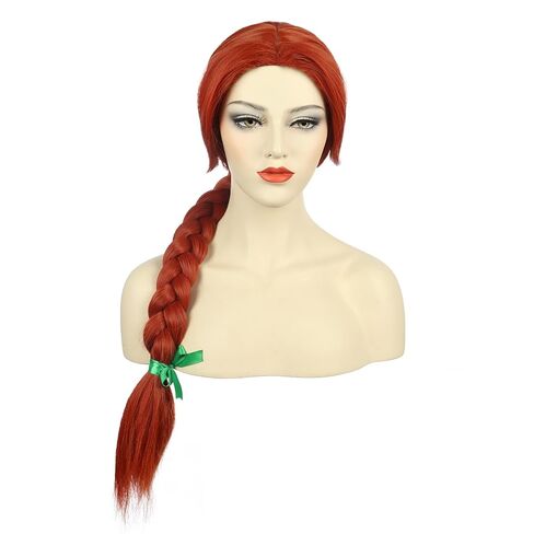 karlery Women Girl Long Red Ginger Braided Wig Princess Cosplay Wig Heat Resistant Synthetic Fiber Brethable Adjustable Size for Halloween Costume Party in Saudi Arabia
