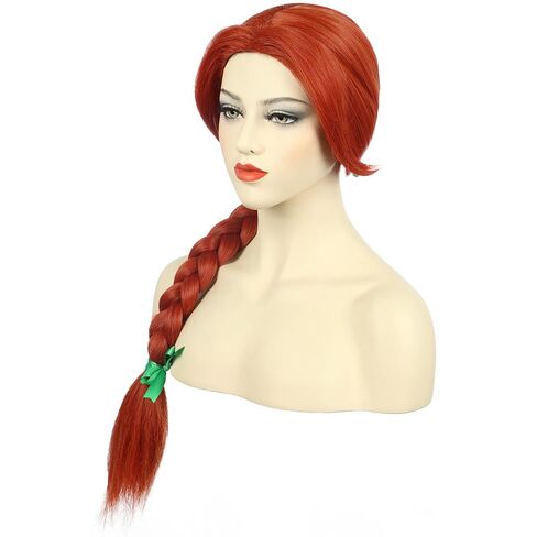 karlery Women Girl Long Red Ginger Braided Wig Princess Cosplay Wig Heat Resistant Synthetic Fiber Brethable Adjustable Size for Halloween Costume Party in Saudi Arabia